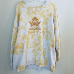 Anthropologie “Sunshine Dream” Yellow Tie Dye Graphic Sweatshirt Size XL
